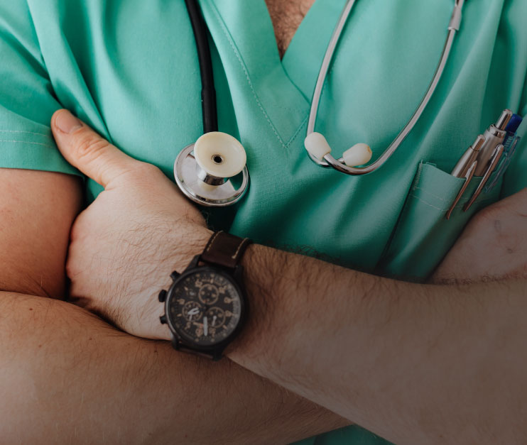 doctor wearing scrubs